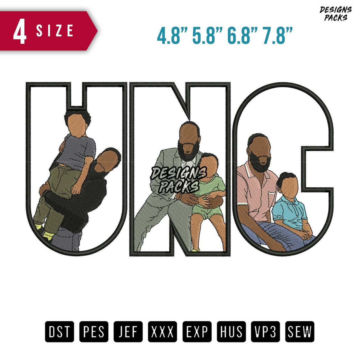 UNCF and Son Embroidery Design