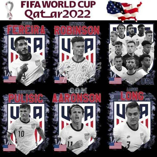 USA soccer players FIFA World Cup Qatar 2022 print-ready designs for DTF DTG embroidery
