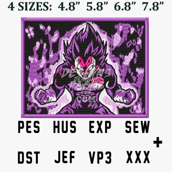 Ultra Ego Angry Vegeta Dragon Ball Anime Embroidery Design designspacks