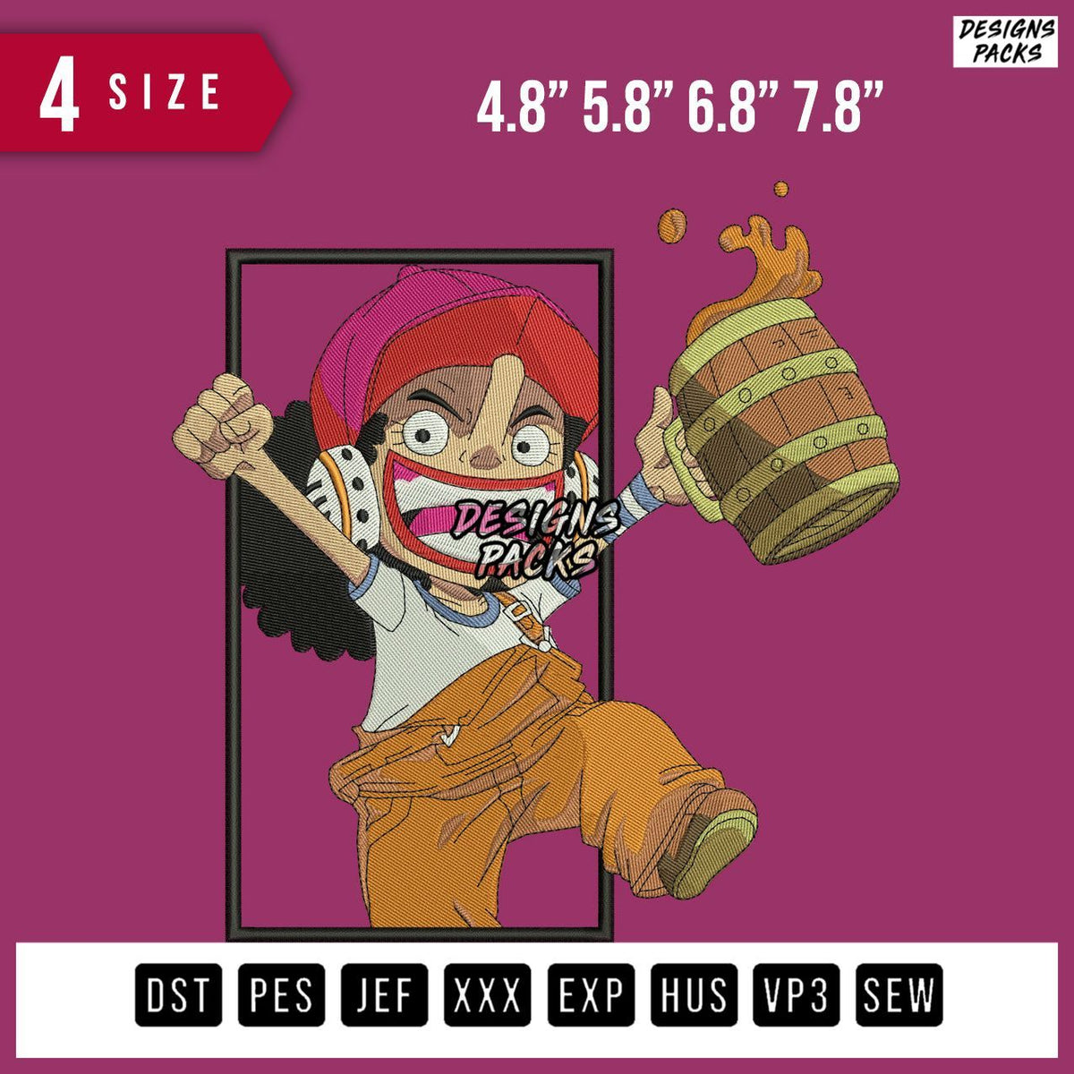 Usop Drinking Embroidery Design