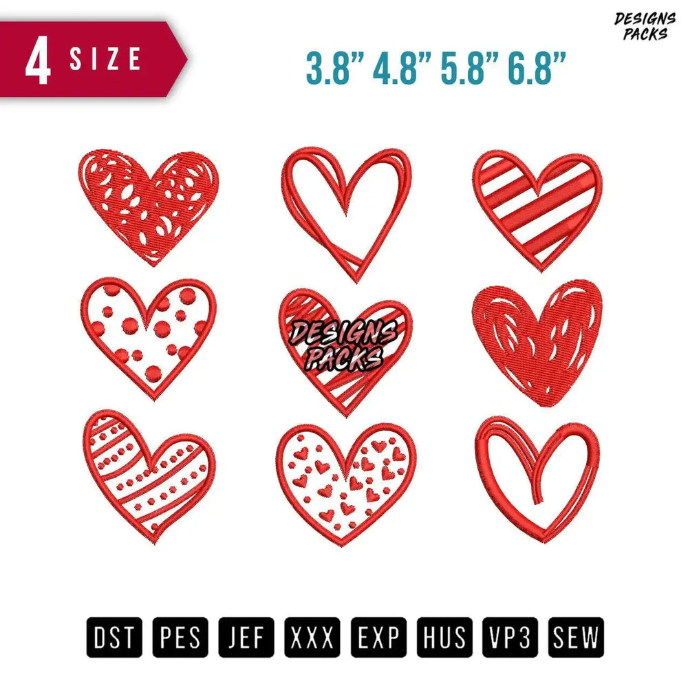 Valentine Hearts Embroidery Design