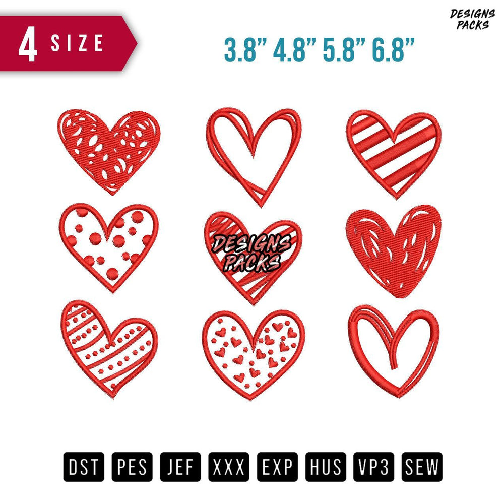 Valentine Hearts Embroidery Design