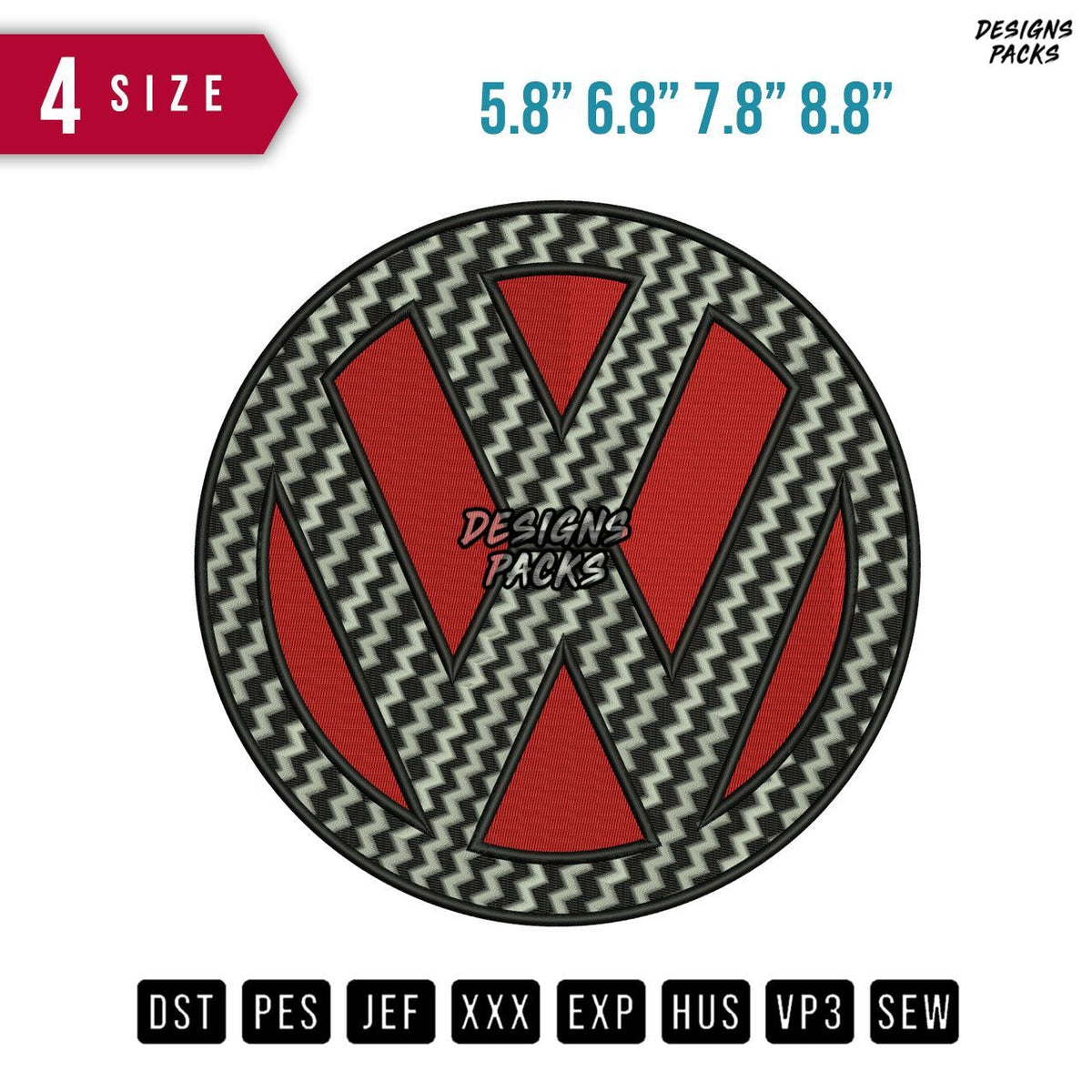 Volkswagen Golf Gti Logos Embroidery Design