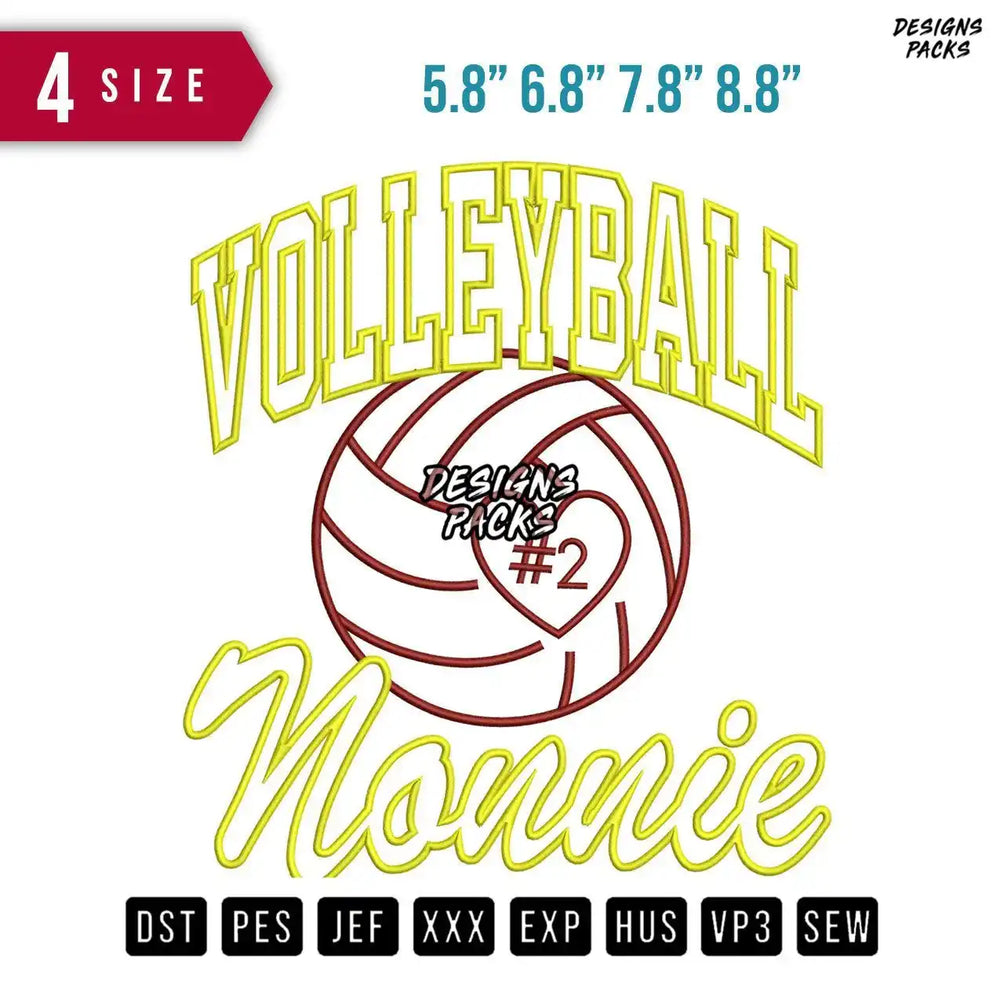 Volley Ball Nonnie Applique Embroidery Design