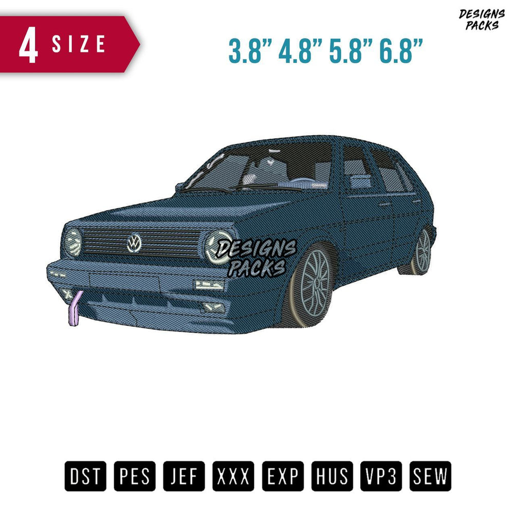 Vw Car Blues Embroidery Design