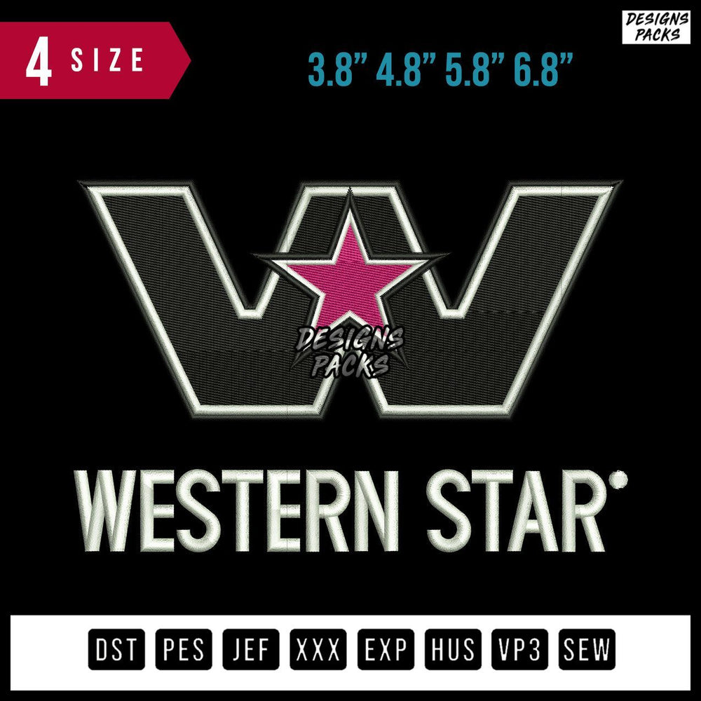 Western Star Embroidery Design