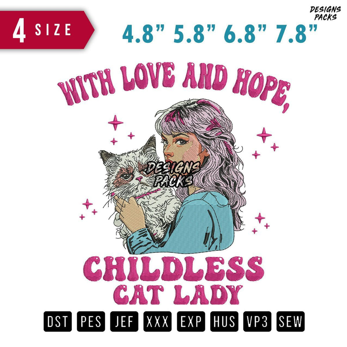 With Love Childless Embroidery Design