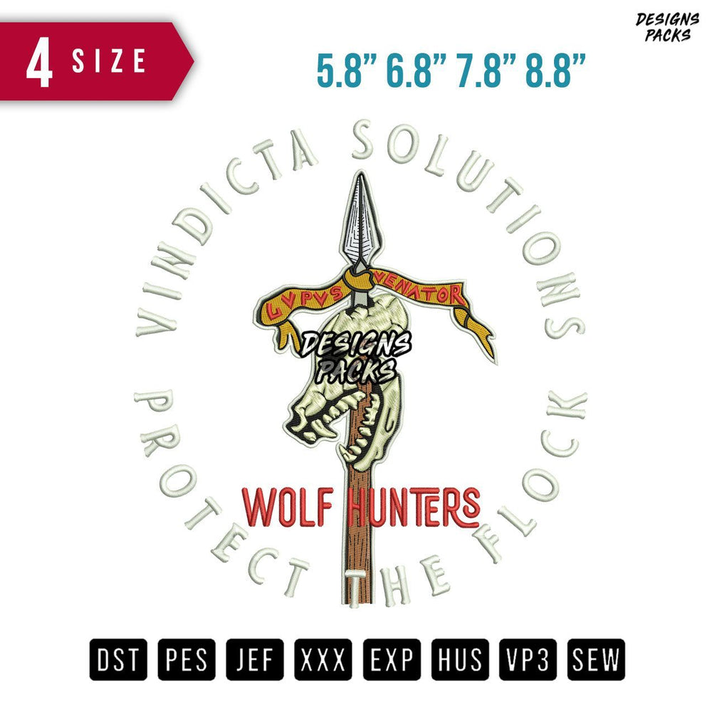 Wolf Hunter Embroidery Design
