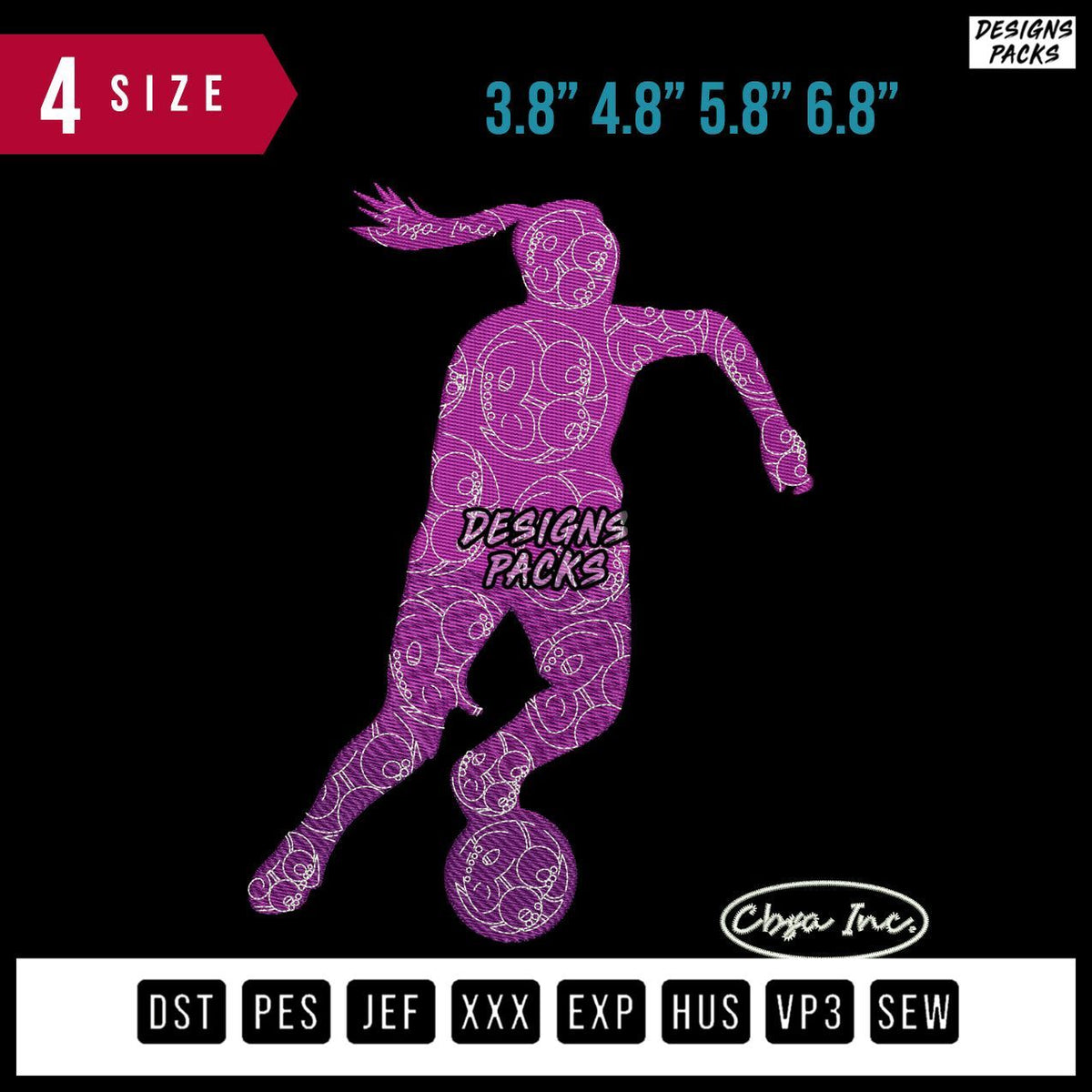 Women Soccer Icon Embroidery Design