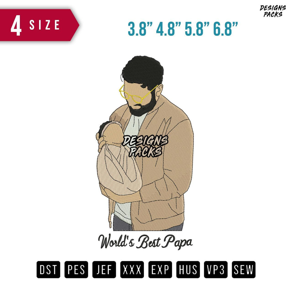 World Best Papa Embroidery Design