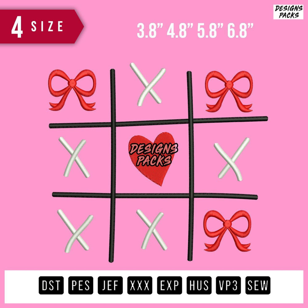 Xoxo Ribbon Heart Valentine Embroidery Design