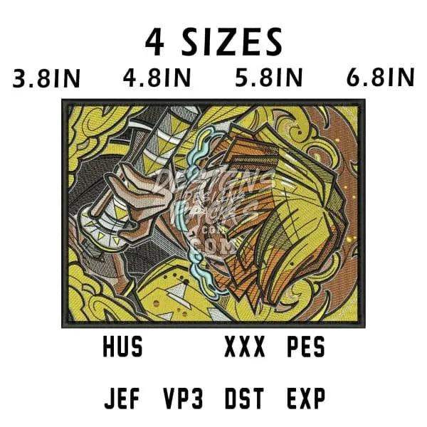 Embroidery design with 4 sizes, available in PES, DST, EXP formats for instant download
