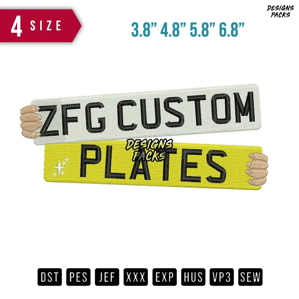 Zfg Custom Plates Embroidery Design
