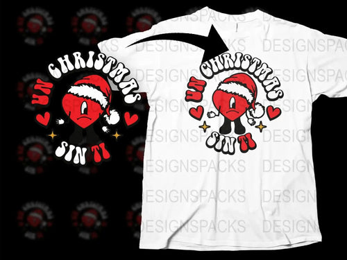 Un Christmas Sin T-Shirt, Gothic Santa Skull Holiday Tee, Emo Punk Festive Apparel