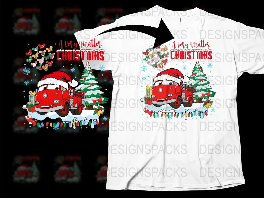 Christmas T-Shirt, Vintage Red Truck, Festive Holiday Tree, Snowy Scene, Graphic Tee for Winter