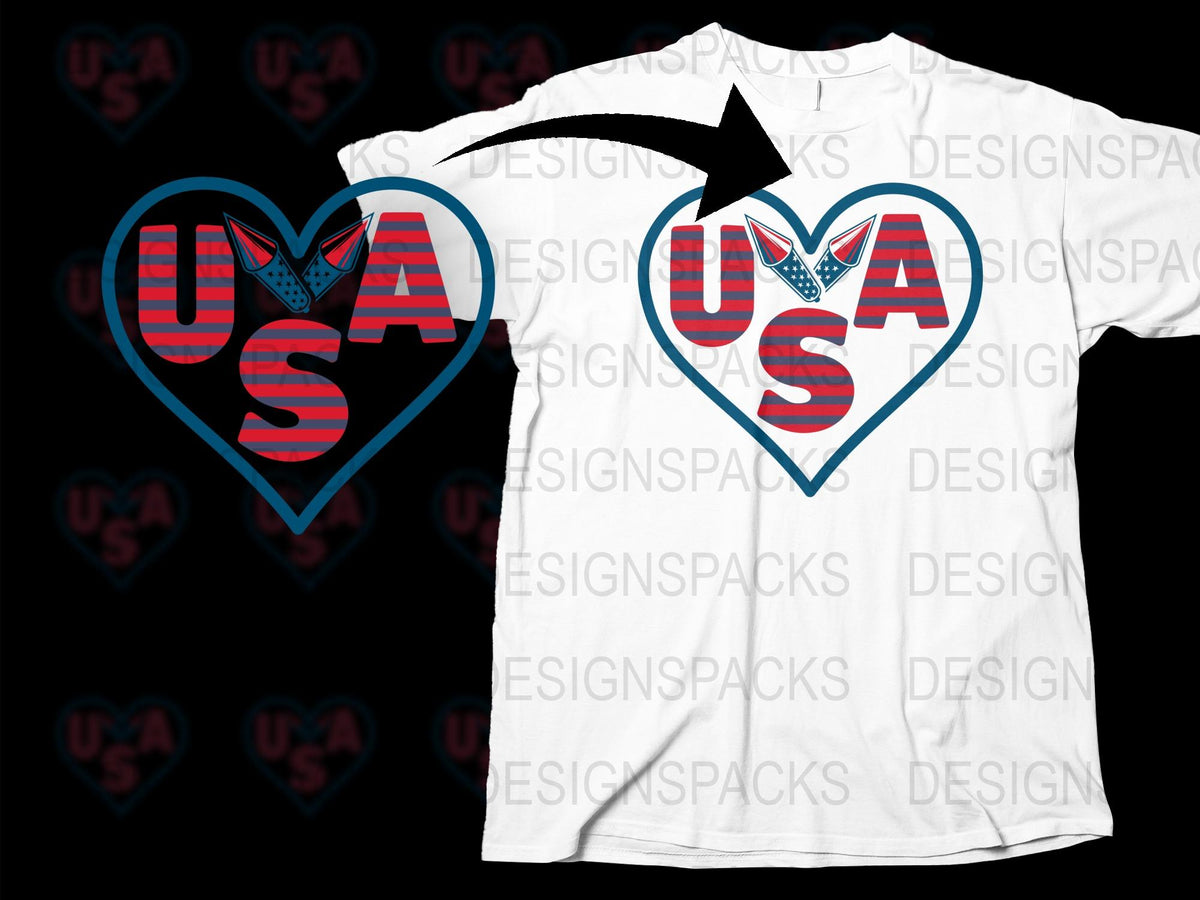 Patriotic USA Heart T-Shirt, American Flag Design, Unisex Adult Casual Wear, Stylish Graphic Tee
