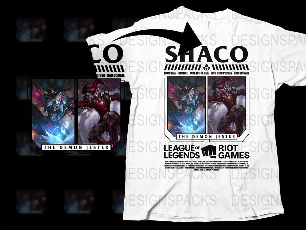 League of Legends Shaco T-Shirt, The Demon Jester Graphic Tee, Riot Games Merchandise, Gaming Apparel