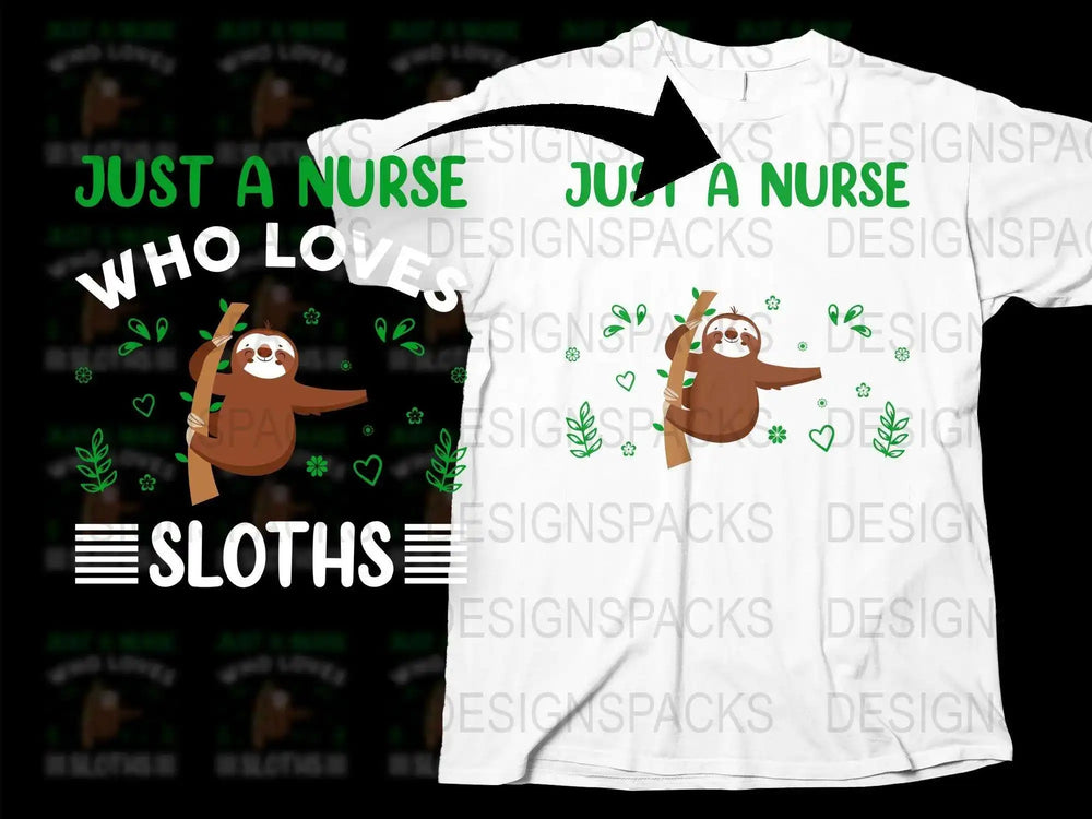 Nurse Sloth T-Shirt, Cute Nurse Who Loves Sloths Graphic Tee, Unique Nursing Apparel, Fun Medical Staff Gift Idea