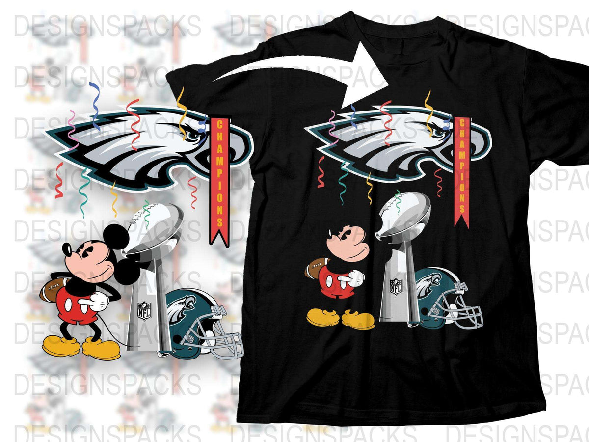 Mickey Mouse Football T-Shirt, Philadelphia Eagles NFL Graphic Tee, Sports Fan Apparel, Unisex Cartoon Character Shirt