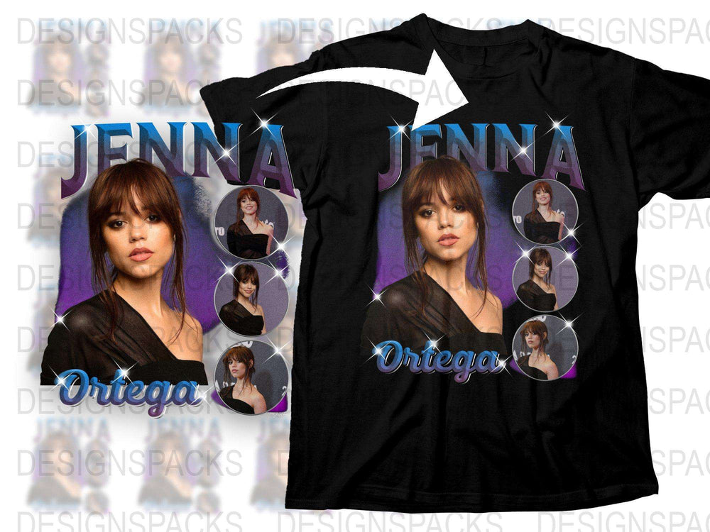 Celebrity Inspired Graphic T-Shirt, Stylish Black Tee with Starlet Collage Design, Fashionable Casual Wear