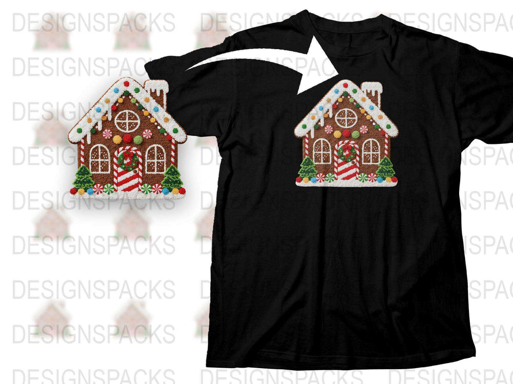Gingerbread House T-Shirt, Holiday Graphic Tee, Christmas Cookies Design, Festive Winter Apparel
