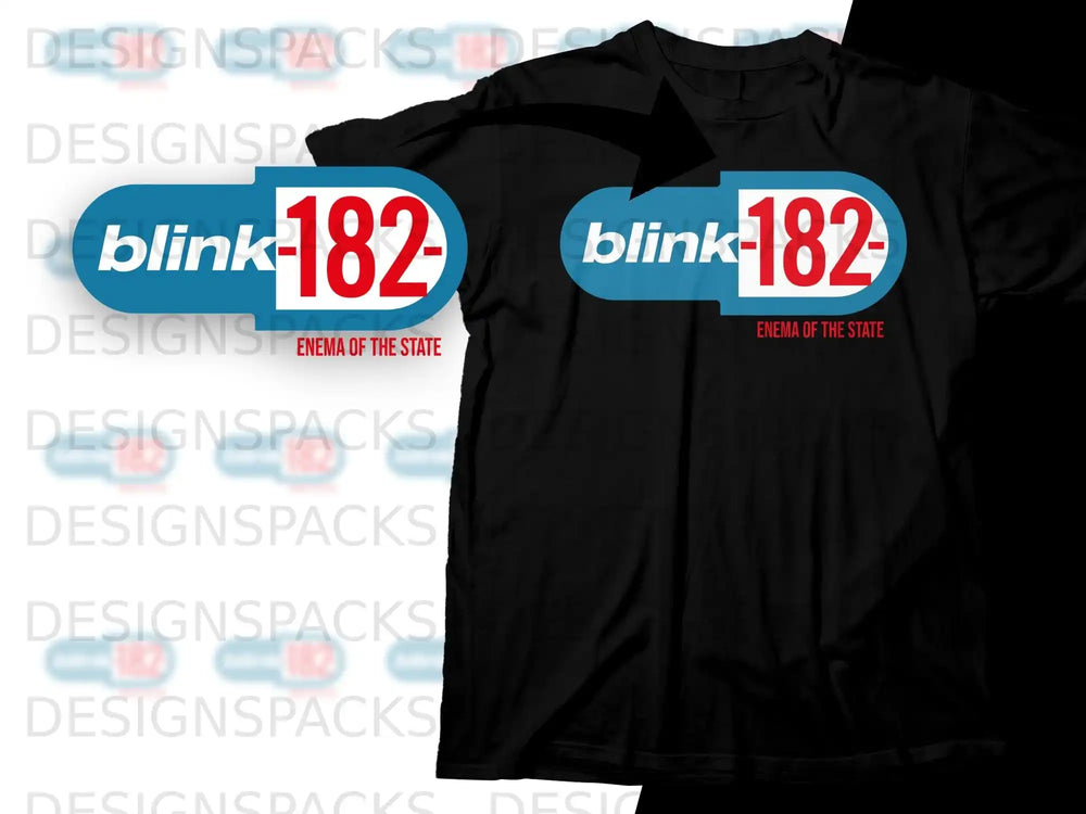 Blink-182 Enema of the State logo on a black t-shirt.