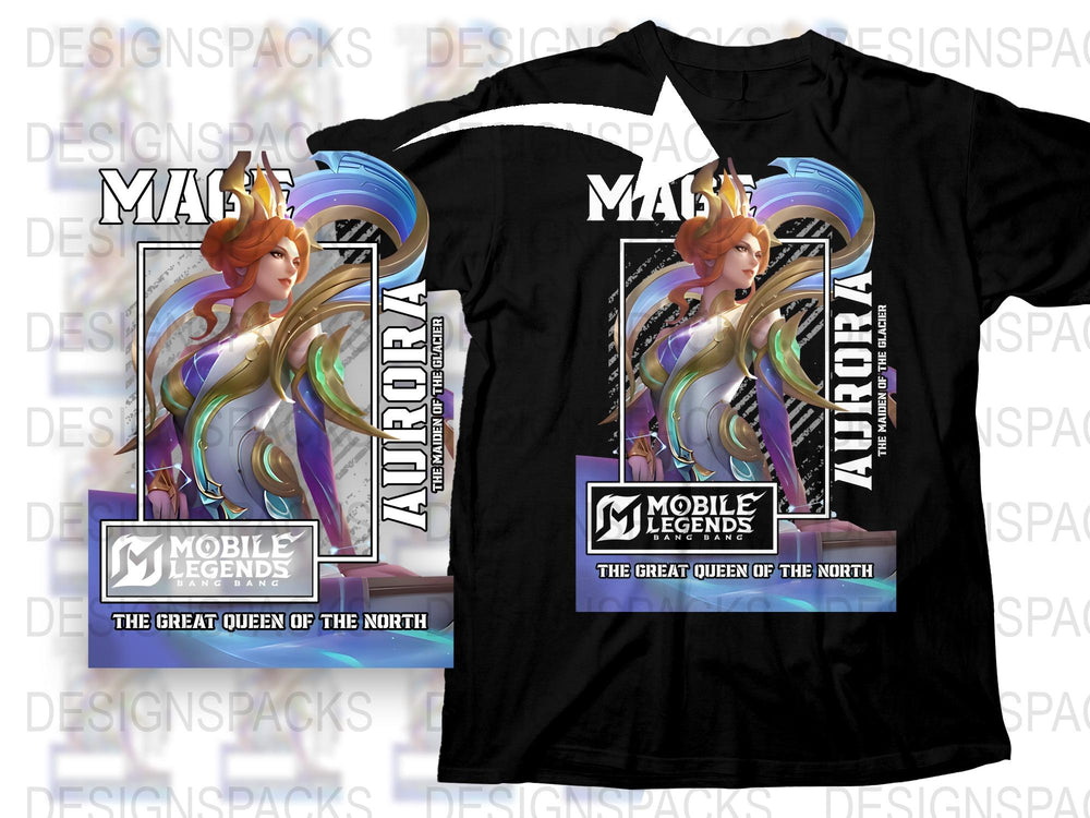 Mobile Legends Inspired T-Shirt, Great Queen of the North Graphic Tee, Gaming Apparel, Unisex Black Shirt