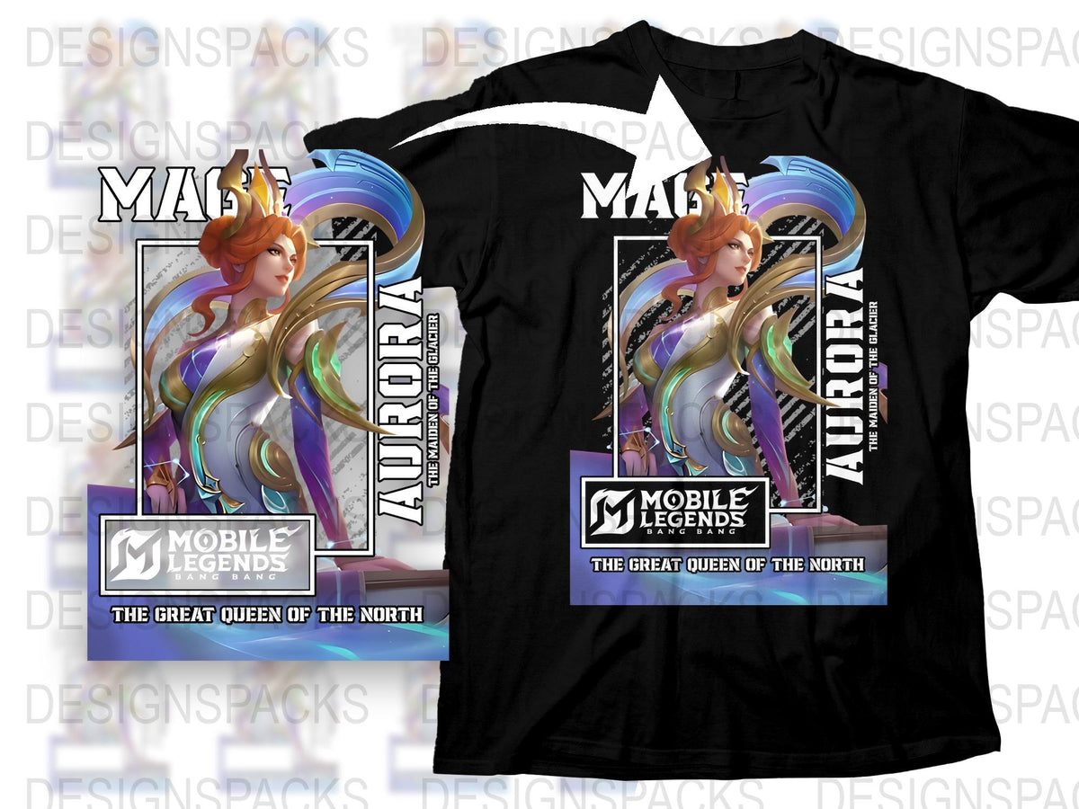Mobile Legends Inspired T-Shirt, Great Queen of the North Graphic Tee, Gaming Apparel, Unisex Black Shirt
