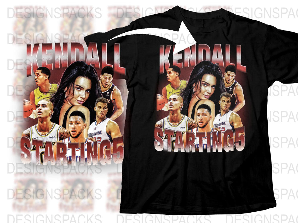 Kendall Starting Five Graphic T-Shirt, Sports Fan Tee, Basketball Apparel, Trendy Team Support Shirt