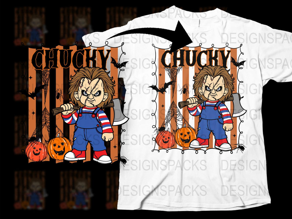 Chucky Halloween T-Shirt, Classic Horror Movie Character Design, Spooky Graphic Tee, Unisex Clothing