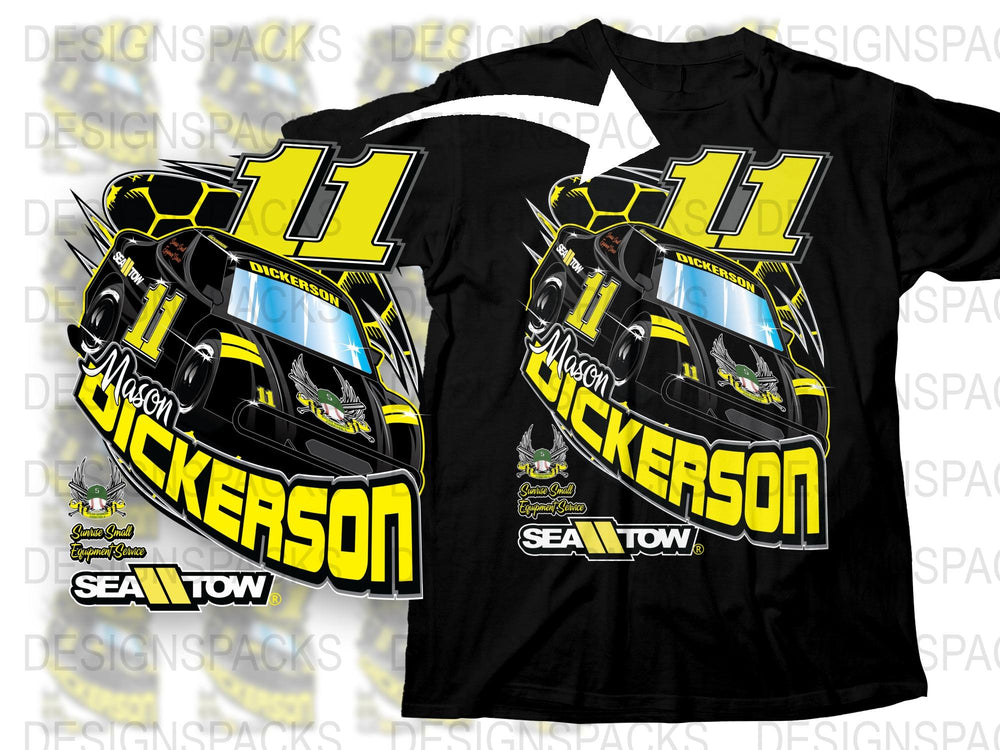 Custom Racing T-Shirt, Number 11, Mason Nickerson Graphic Tee, Men's Black Sports Shirt with Car Design