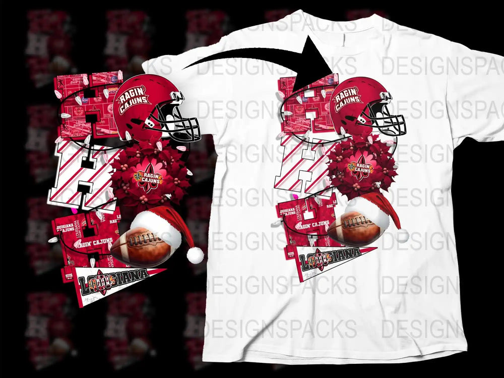 Sabrin Stalkers Football Helmet Design T-Shirt, Red and White, Casual Wear, Graphic Tee for Sports Fans