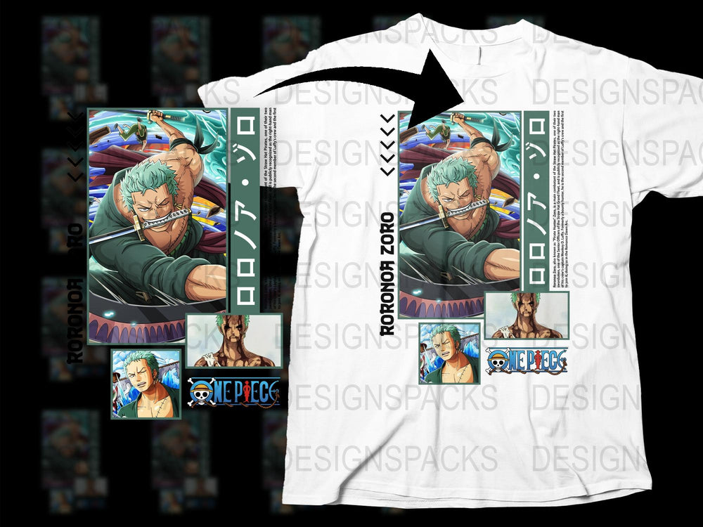 One Piece Anime T-Shirt, Zoro Graphic Tee, Men's White Cotton Shirt, Manga Fan Gift, Casual Streetwear, Unique Anime Apparel