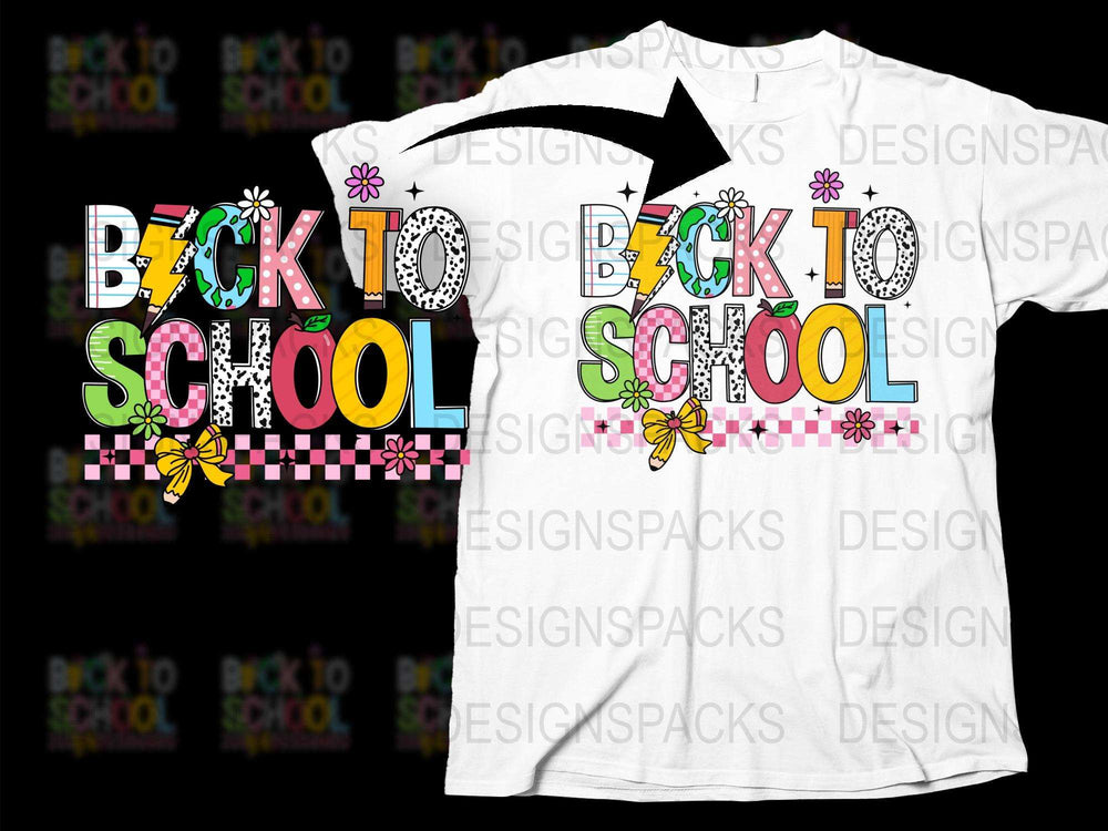 Back to School T-Shirt, Colorful Pencil Flower Graphic, Unisex Kids White Tee, Fun Children's Schoolwear, Casual School Outfit