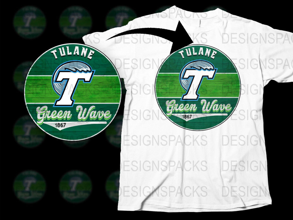 Tulane University Green Wave Logo T-Shirt, College Sports Apparel, 1867 Vintage Design Tee, Unisex Fashion