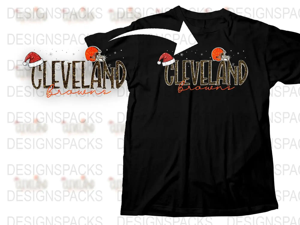 Cleveland Browns Inspired T-Shirt with Graphic Mushroom Design, Football Fan Apparel, Unisex Black Tee