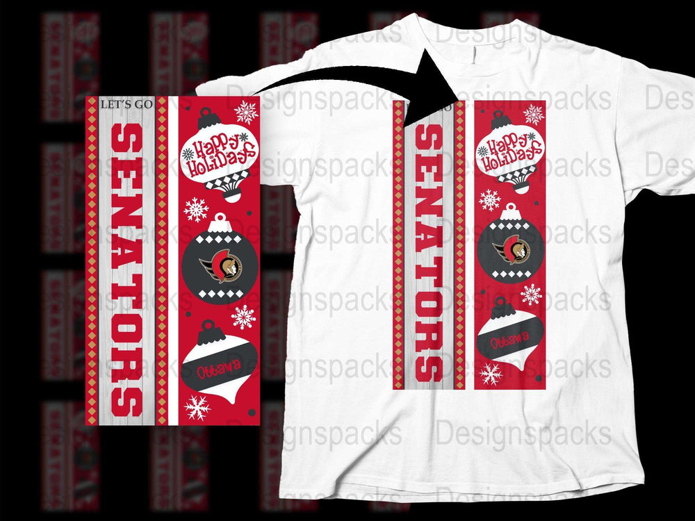 Ottawa Senators Holiday T-Shirt, Festive Christmas Tee, Hockey Fan Apparel, Red and White