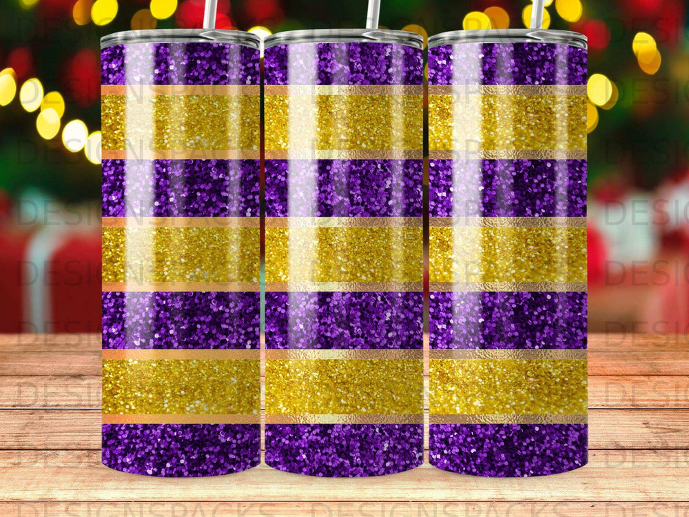 Vibrant Purple Gold Glitter Stripe Design Tumbler product type