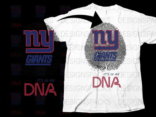 NY Giants Football Team T-Shirt, It's in My DNA Graphic Tee, Sports Fan Gift, Casual Wear White Shirt