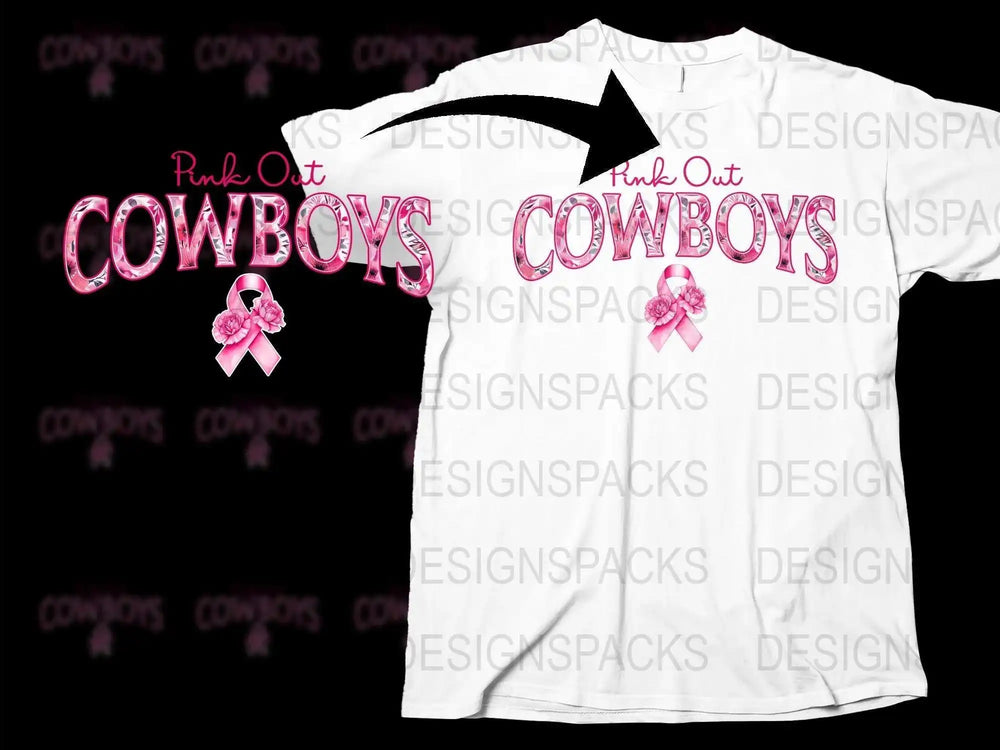 Pink Out Cowboys T-Shirt, Breast Cancer Awareness Ribbon, Sports Fan Apparel, Custom Graphic Tee, Football Season Support Shirt