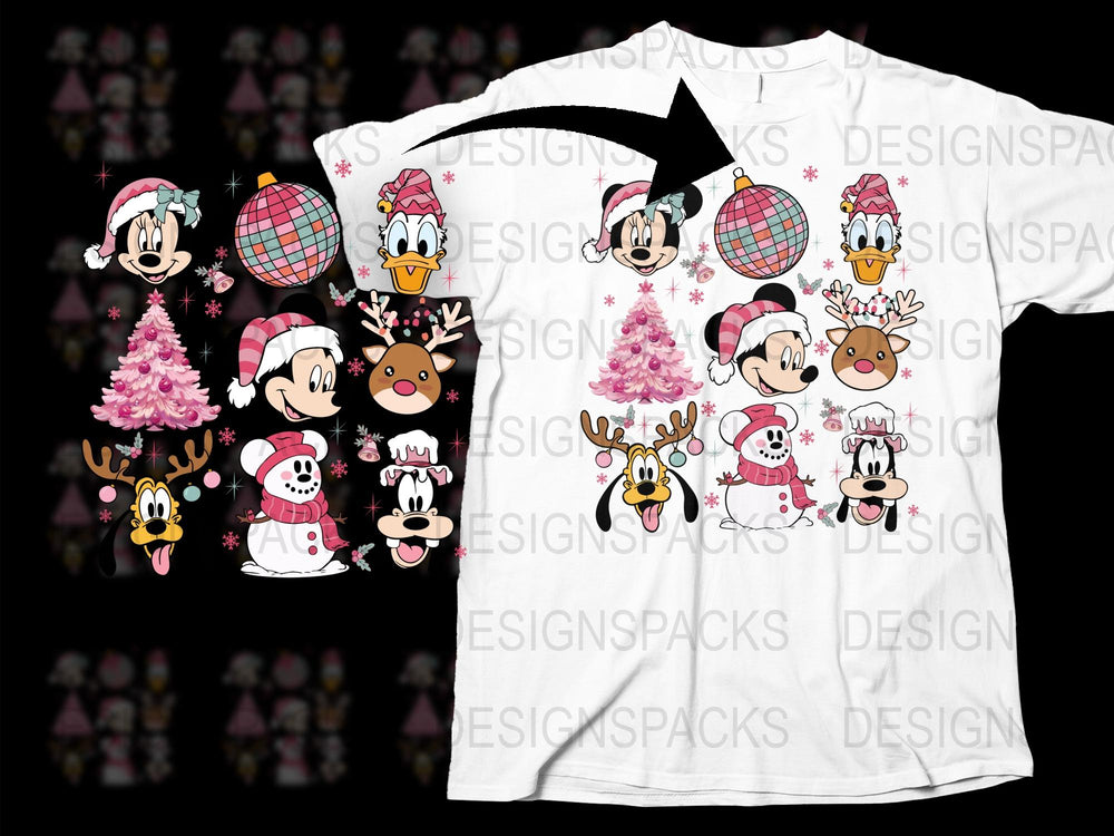 Disney Christmas T-Shirt, Minnie and Mickey Holiday Graphics, Kids and Adults Festive Tee