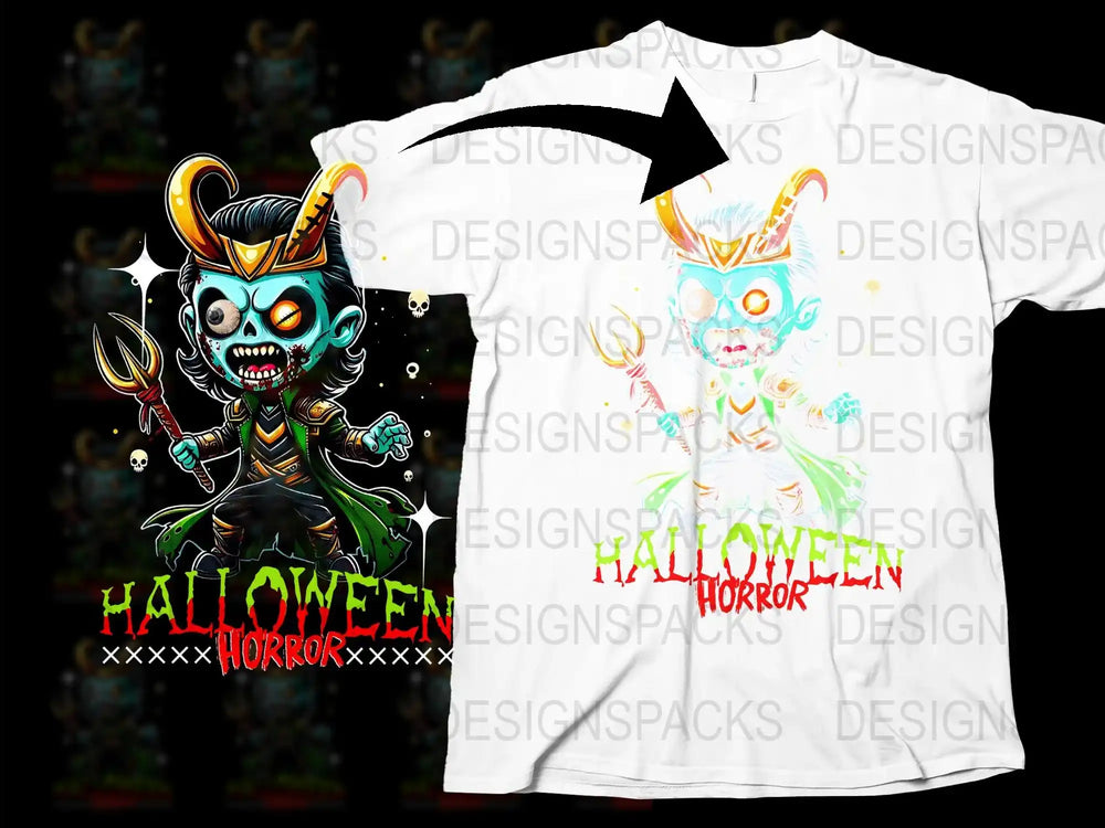 Halloween Horror T-Shirt, Spooky Cartoon Monster Graphic Tee, Unique Men's Women's Unisex Casual Shirt