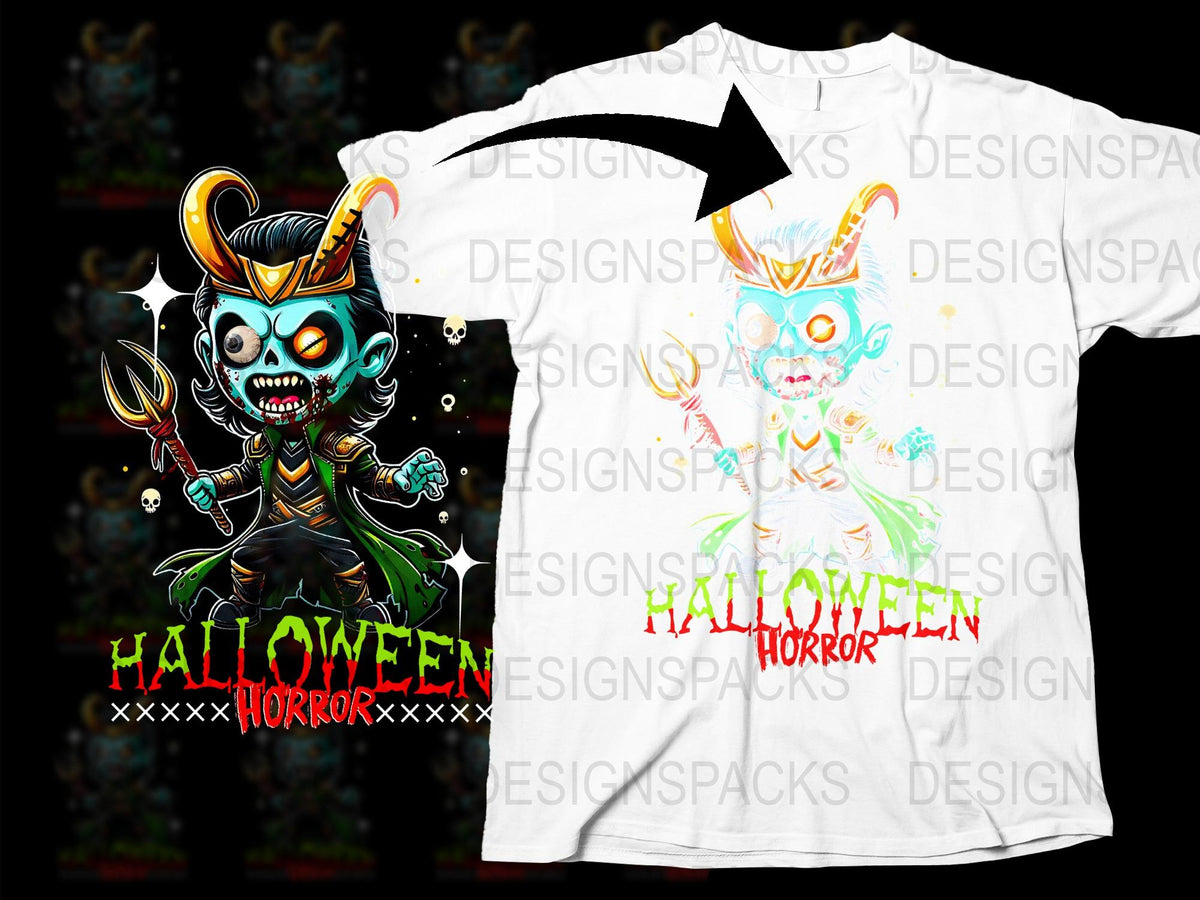 Halloween Horror T-Shirt, Spooky Cartoon Monster Graphic Tee, Unique Men's Women's Unisex Casual Shirt
