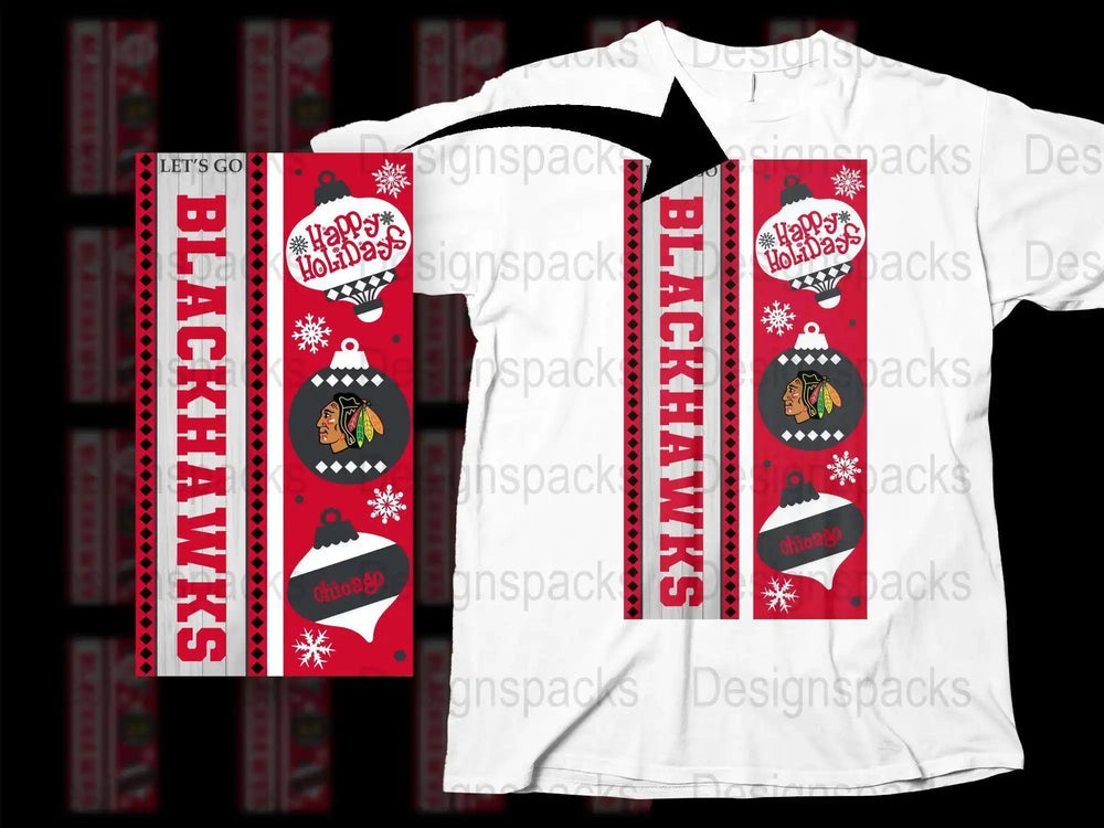 Chicago Blackhawks Holiday Scarf and T-Shirt Set, Festive Winter Apparel, Sports Fan Gift
