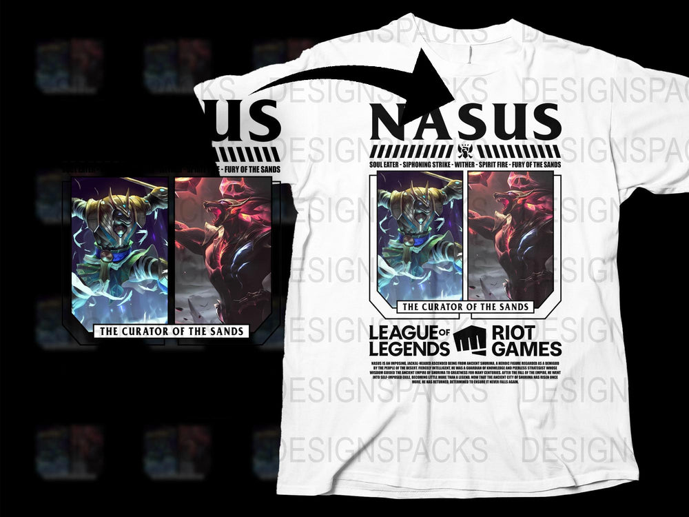 League of Legends Nasus T-Shirt, Curator of the Sands Graphic Tee, Gaming Apparel, Unisex White Shirt