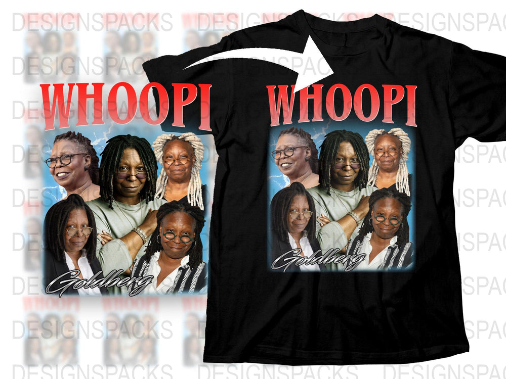 Whoopi Goldberg Fan T-Shirt, Multiple Poses Print, Casual Graphic Tee, Unisex Cotton Shirt