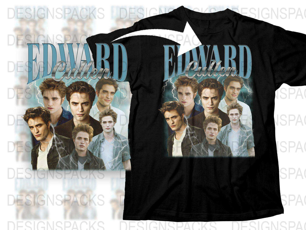 Edward Cullen Twilight Saga Graphic T-Shirt, Vintage Style Movie Fan Tee, Unisex Black Cotton Shirt
