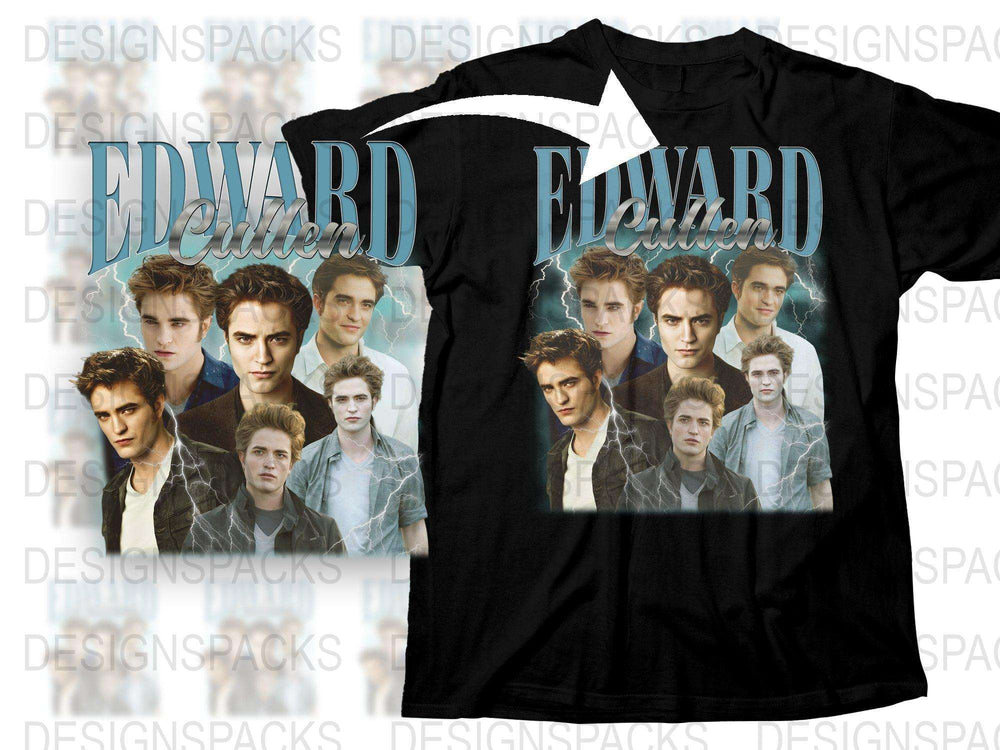 Edward Cullen Twilight Saga Graphic T-Shirt, Vintage Style Movie Fan Tee, Unisex Black Cotton Shirt