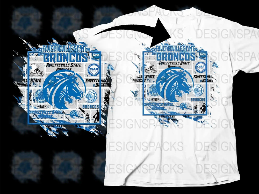Fayetteville State Broncos T-Shirt, University Sports Tee, Vintage Blue and White Graphic Shirt, College Apparel for Men and Women