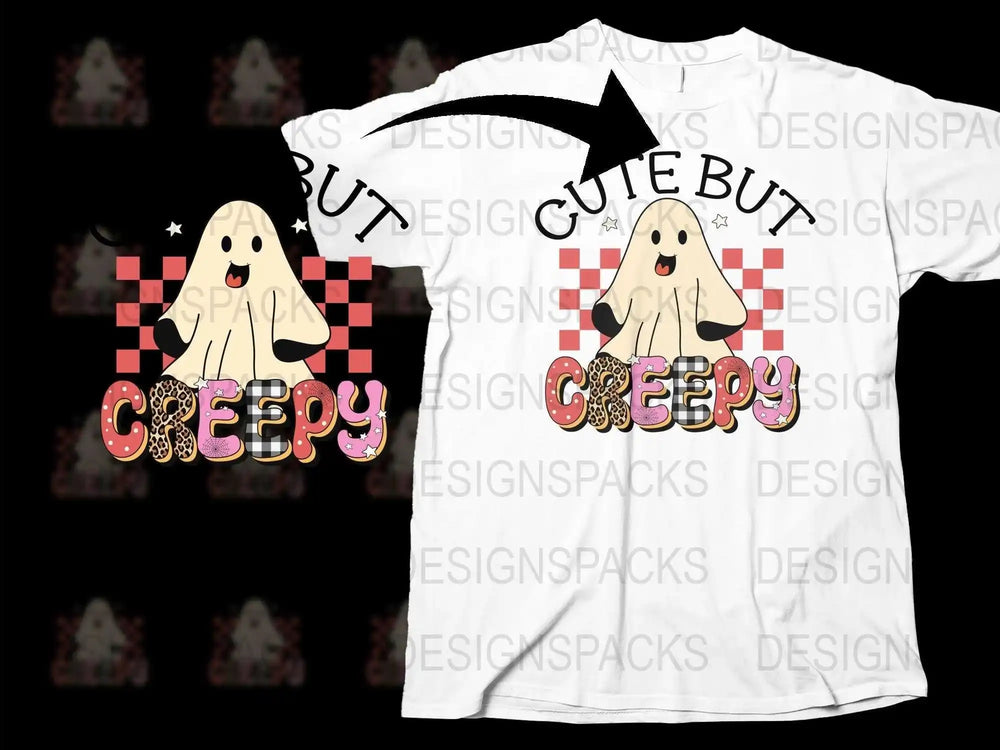 Cute But Creepy Ghost T-Shirt, Checkerboard Pattern, Fun Halloween Apparel, Unisex Ghost Graphic Tee